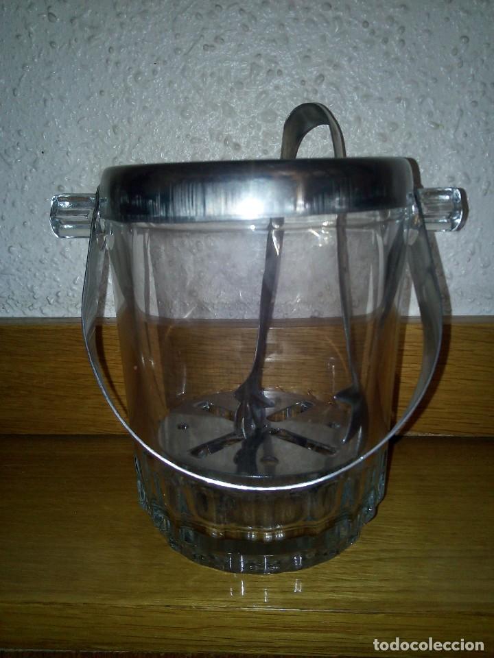 Vintage: CUBITERA DE CRISTAL Y ACERO INOXIDABLE - Foto 1