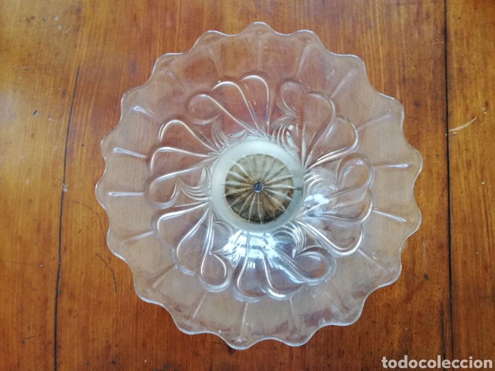 Vintage: Antiguo frutero o centro de mesa de cristal y base de plata a&ntilde;os 20
