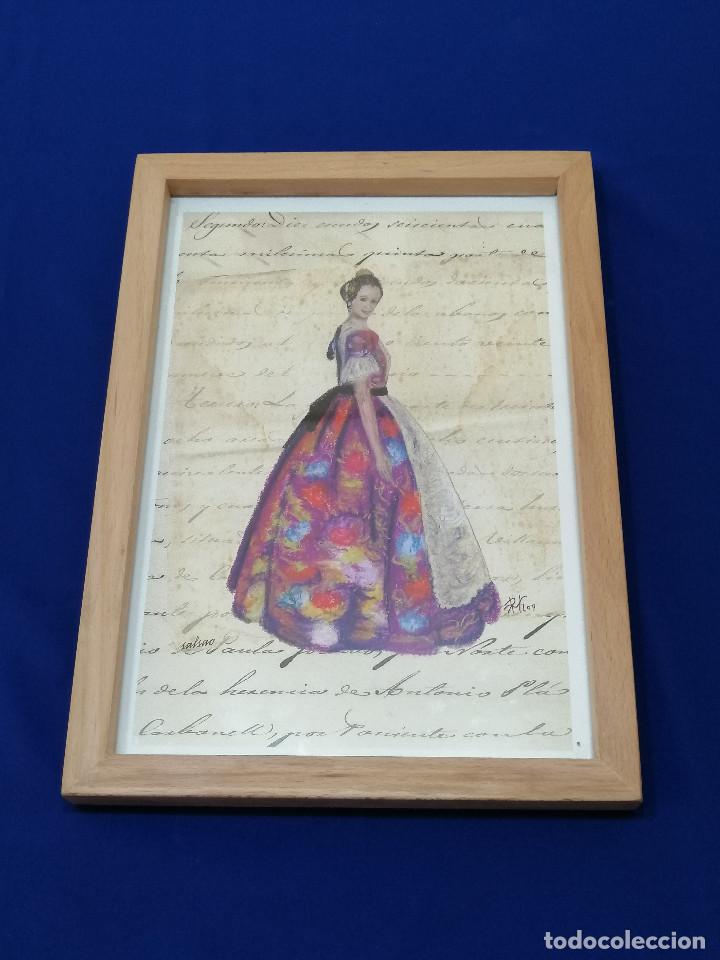 Vintage: CUADRO VESTIDA DE VALENCIANA.- FALLAS - Foto 1