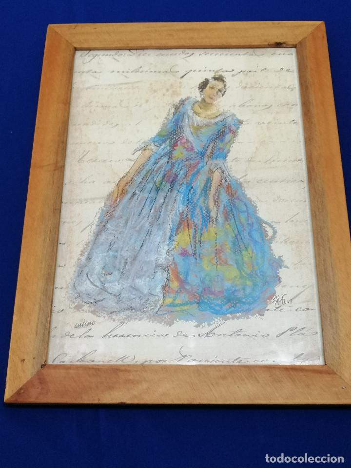 Vintage: CUADRO VESTIDA DE VALENCIANA.- FALLAS - Foto 2