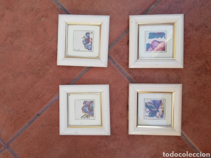Vintage: 4 mini cuadros flores