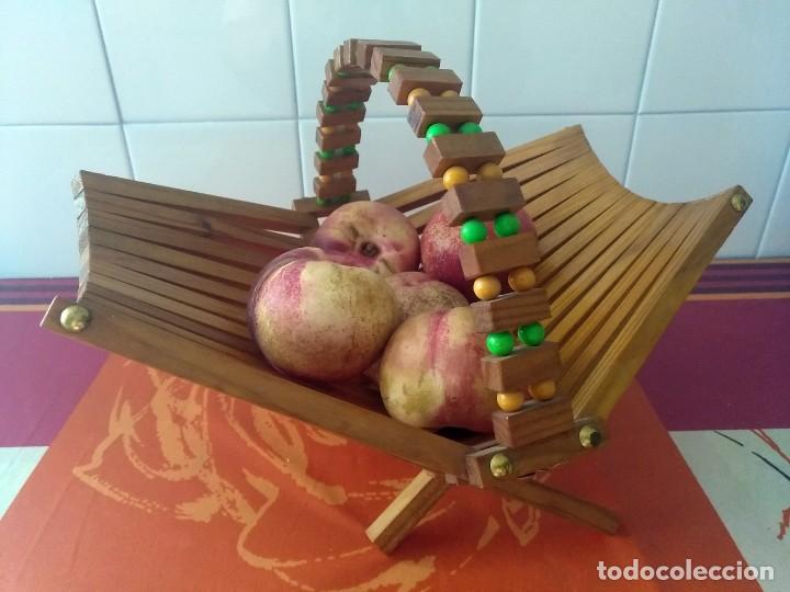 Vintage: ANTIGUO FRUTERO O CENTRO DE MESA MADERA PLEGABLE A&Ntilde;OS 60