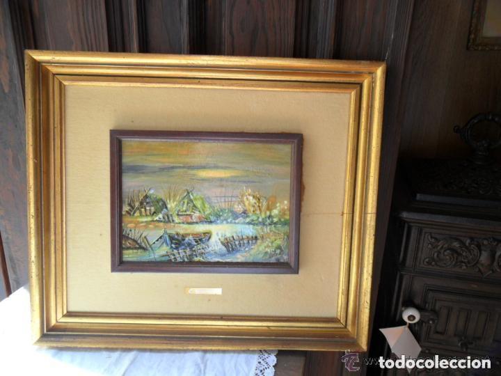 Vintage: CUADRO CON ESMALTE - PAISAJE - ENMARCADO - Foto 2