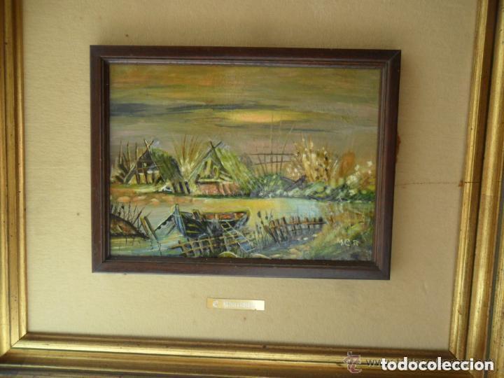 Vintage: CUADRO CON ESMALTE - PAISAJE - ENMARCADO - Foto 3