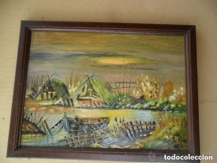Vintage: CUADRO CON ESMALTE - PAISAJE - ENMARCADO - Foto 5