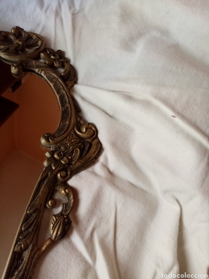 Vintage: Espejo de bronce dorado, cornucopia. - Foto 4