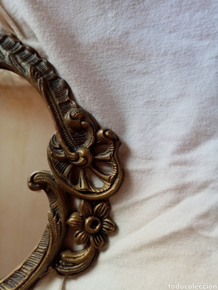 Vintage: Espejo de bronce dorado, cornucopia. - Foto 7