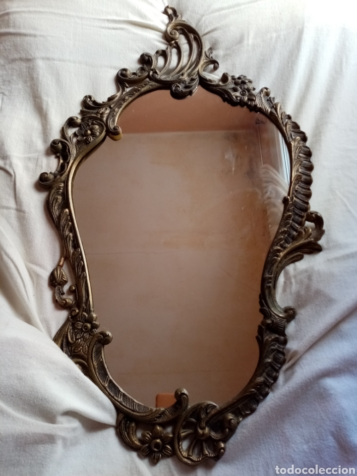 Vintage: Espejo de bronce dorado, cornucopia. - Foto 1