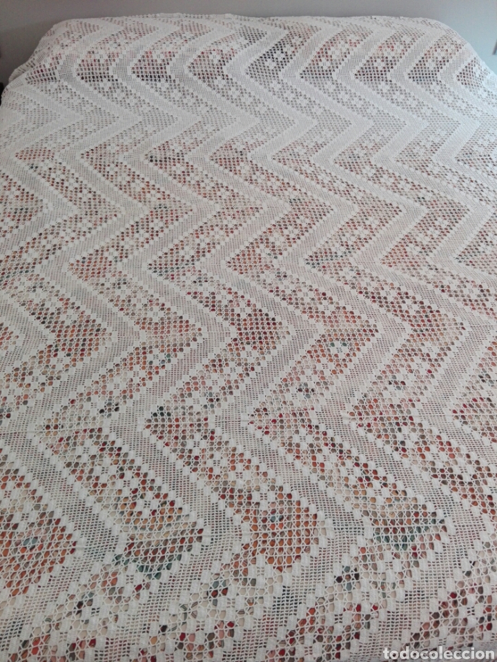 Vintage: Preciosa manta colcha cubierta cubierta cobertor de ganchillo cama matrimonio