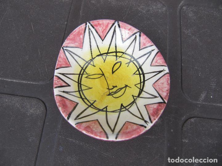 Vintage: ANTIGUO PEQUE&Ntilde;O CUENCO PINTADO A MANO IMAGEN DEL SOL