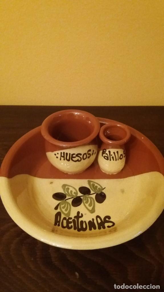 Vintage: plato de barro esmaltado para aceitunas - Foto 1