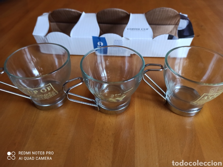 Vintage: Juego de tres tazas de caf&egrave;. item. Cristal y Acero inoxidable