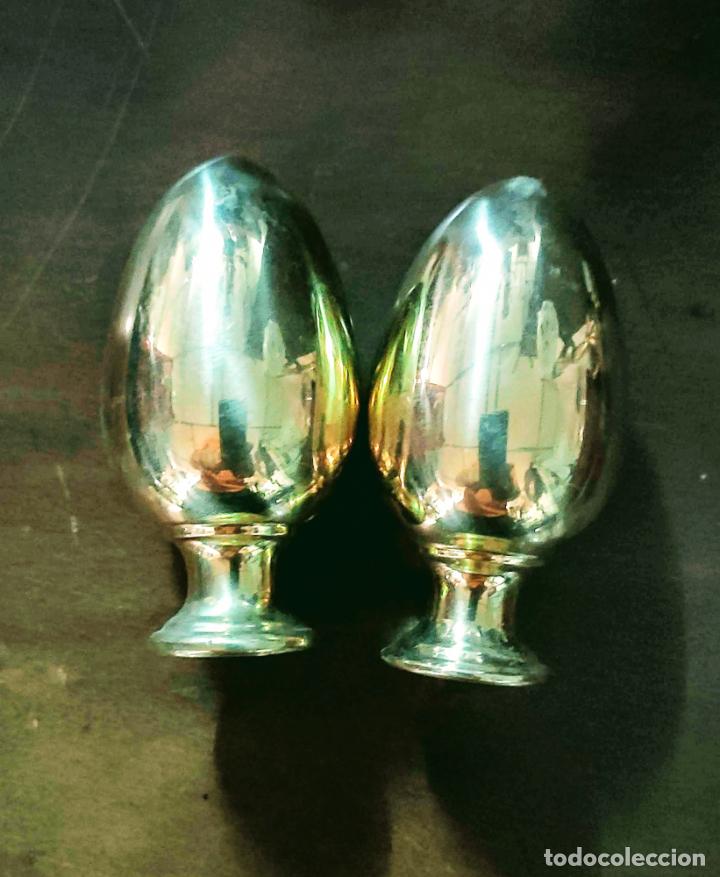 Vintage: PAREJA DE PI&Ntilde;AS DE BRONCE PULIDO - Foto 3