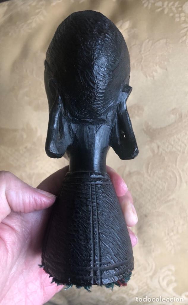 Vintage: CABEZA DE MUJER AFRICANA, MADERA DE EBANO - Foto 7