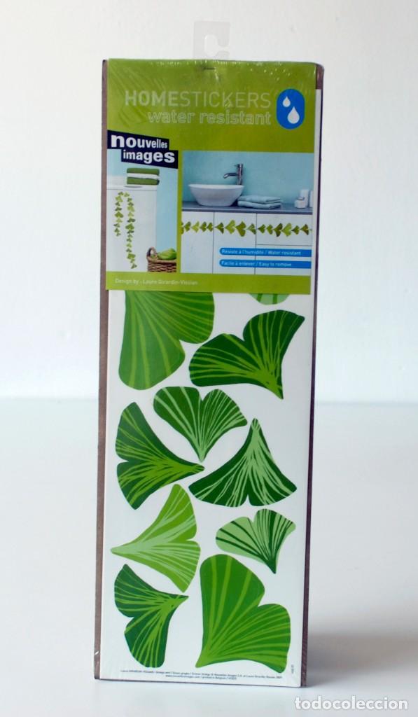 Vintage: Adhesivos decorativos Nouvelle Images. Green Gingko, by Laure Girardin Vissian. Made in France.