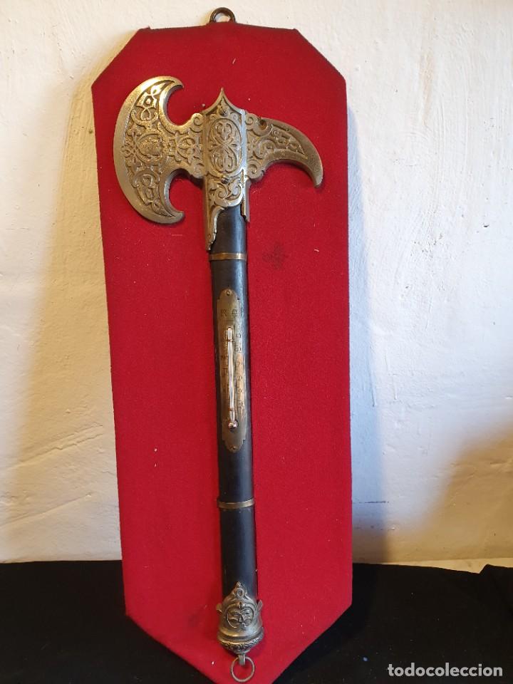 Vintage: -HACHA MEDIEVAL DECORATIVA CON TERMOMETRO - Foto 1