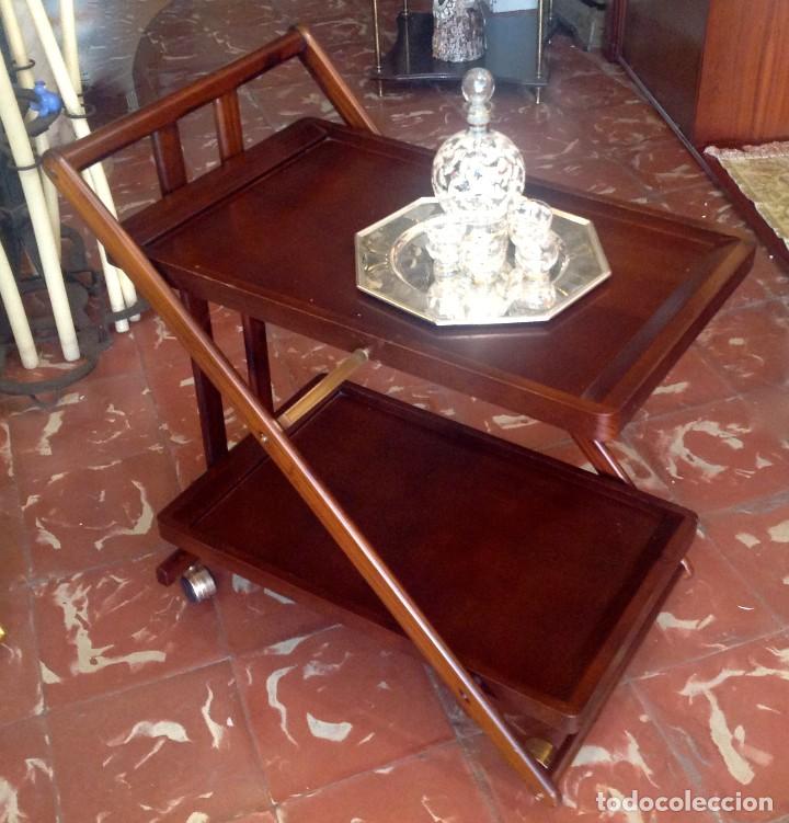 Vintage: Carro De Servicio Camarera En Madera Con Ruedas Plegable - Foto 4