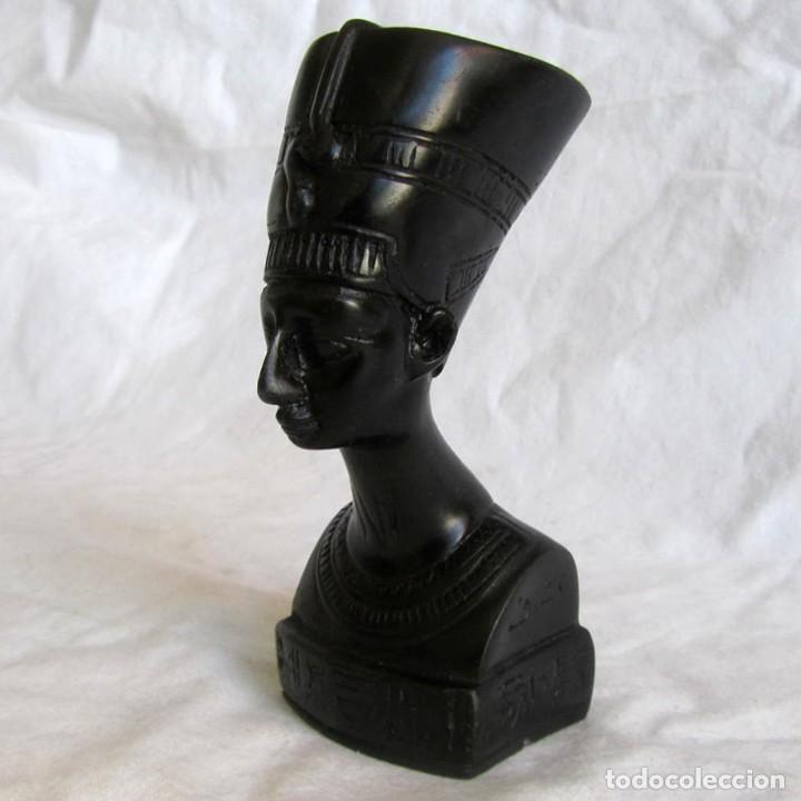 Vintage: Busto de resina negra Nefertiti Egipto