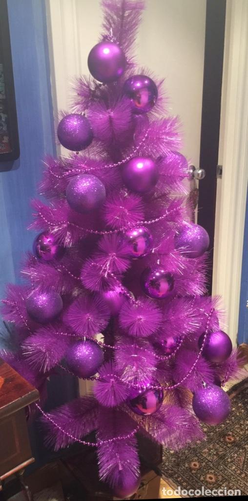 Vintage: &Aacute;RBOL DE NAVIDAD MORADO, COMPLETO