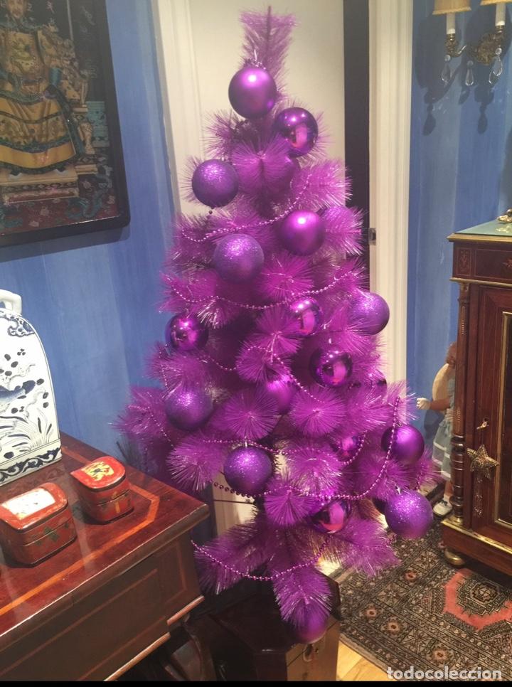Vintage: &Aacute;RBOL DE NAVIDAD MORADO, COMPLETO - Foto 3