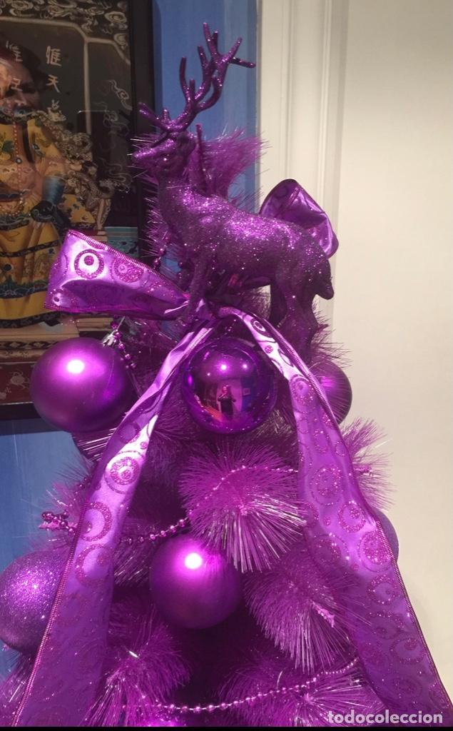 Vintage: &Aacute;RBOL DE NAVIDAD MORADO, COMPLETO - Foto 4