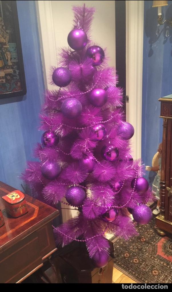 Vintage: &Aacute;RBOL DE NAVIDAD MORADO, COMPLETO - Foto 5