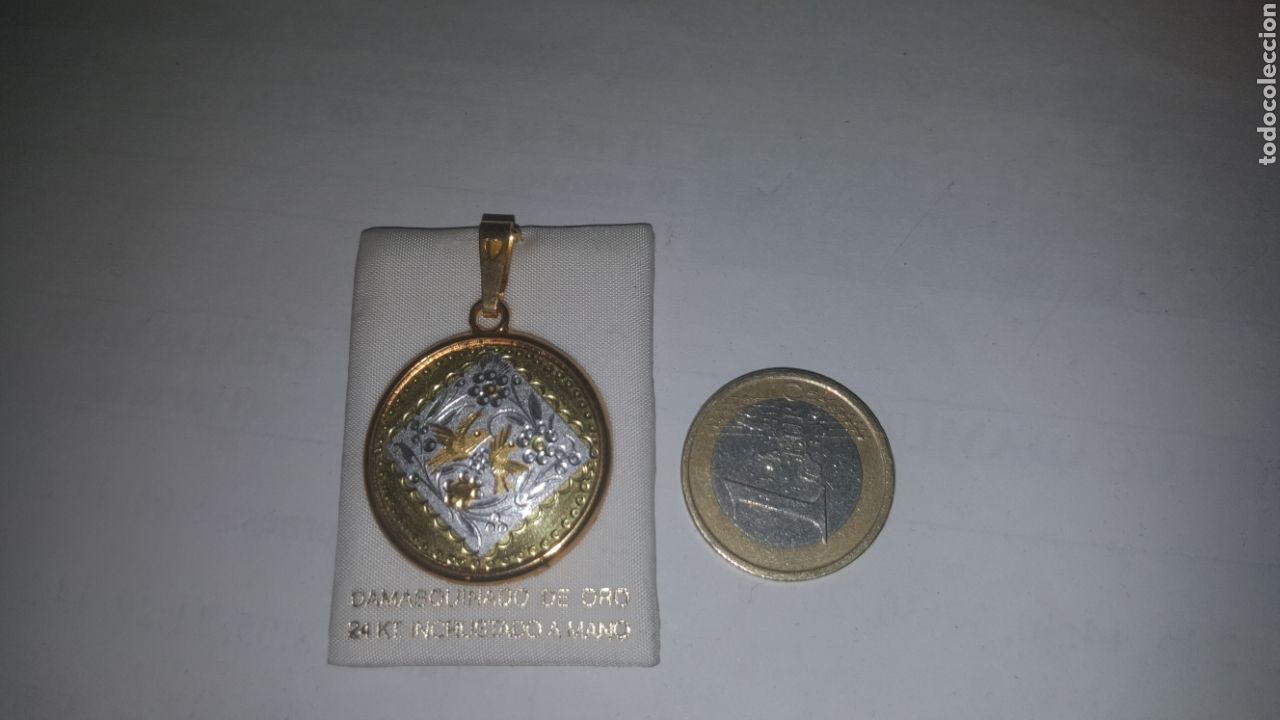Vintage: COLGANTE DAMASQUINADO ORO Y PLATA