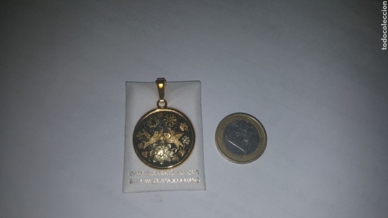 Vintage: COLGANTE DAMASQUINADO ORO Y PLATA