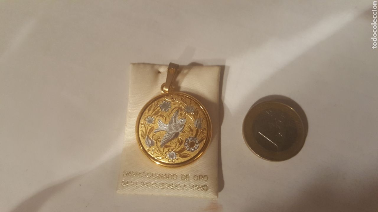 Vintage: COLGANTE DAMASQUINADO ORO Y PLATA