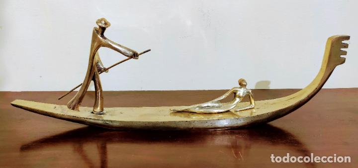 Vintage: MAGNIFICA GONDOLA EN BRONCE - Foto 1