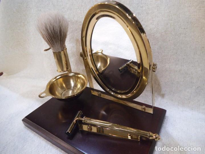 Vintage: SET - AFEITAR ( DORADO ) base madera - Foto 2
