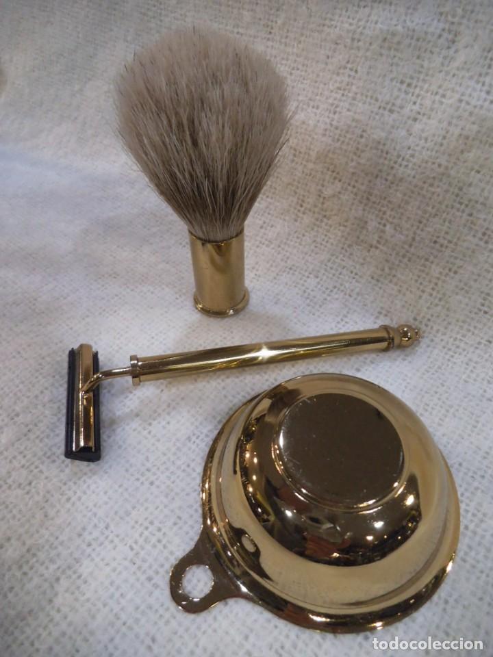 Vintage: SET - AFEITAR ( DORADO ) base madera - Foto 4