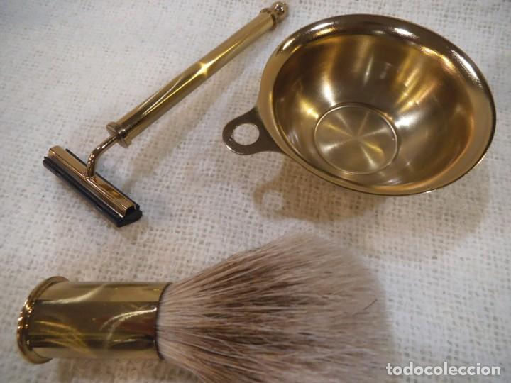Vintage: SET - AFEITAR ( DORADO ) base madera - Foto 7