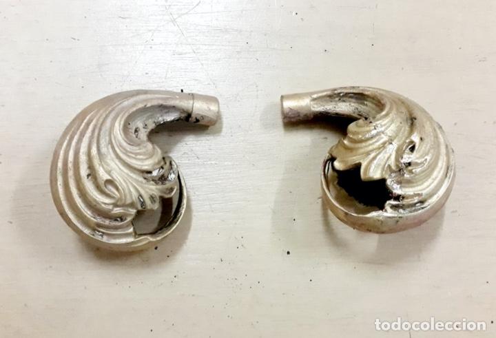 Vintage: Terminales modernistas para barra de cortina en bronce fundido a la cera perdida