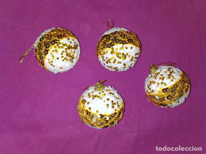 Vintage: Lote BOLAS NAVIDAD Tonos Dorados y Blancos - ADORNOS NAVIDE&Ntilde;OS