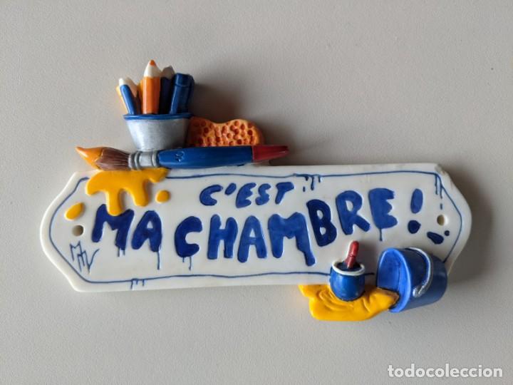 Vintage: ROTULO JUVENIL RESINA ARTESANIA FRANCESA C'EST MA CHAMBRE - PRECIOSO - IMPECABLE