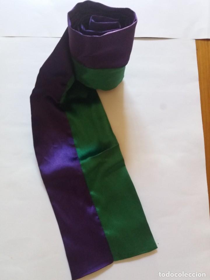 Vintage: FAJ&Iacute;N ANDALUZ. DE 1, 50 METROS DE LARGO POR 12 DE ANCHO. VERDE/MORADO. NUEVO. VER FOTOS.
