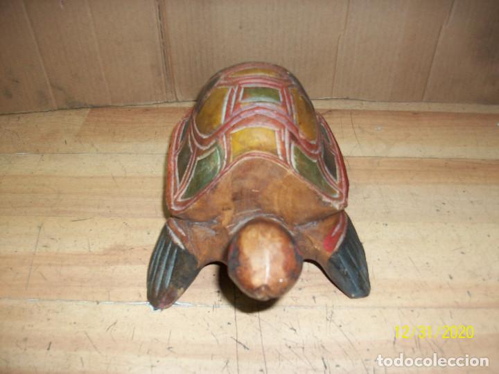 Vintage: ANTIGUA TORTUGA DE MADERA - Foto 2