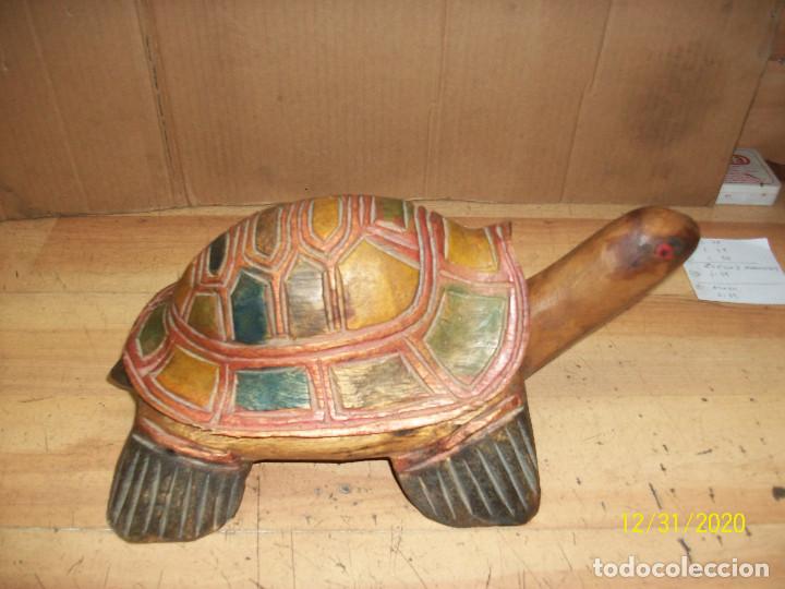 Vintage: ANTIGUA TORTUGA DE MADERA - Foto 3