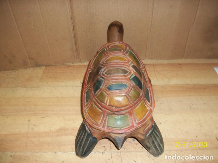 Vintage: ANTIGUA TORTUGA DE MADERA - Foto 4