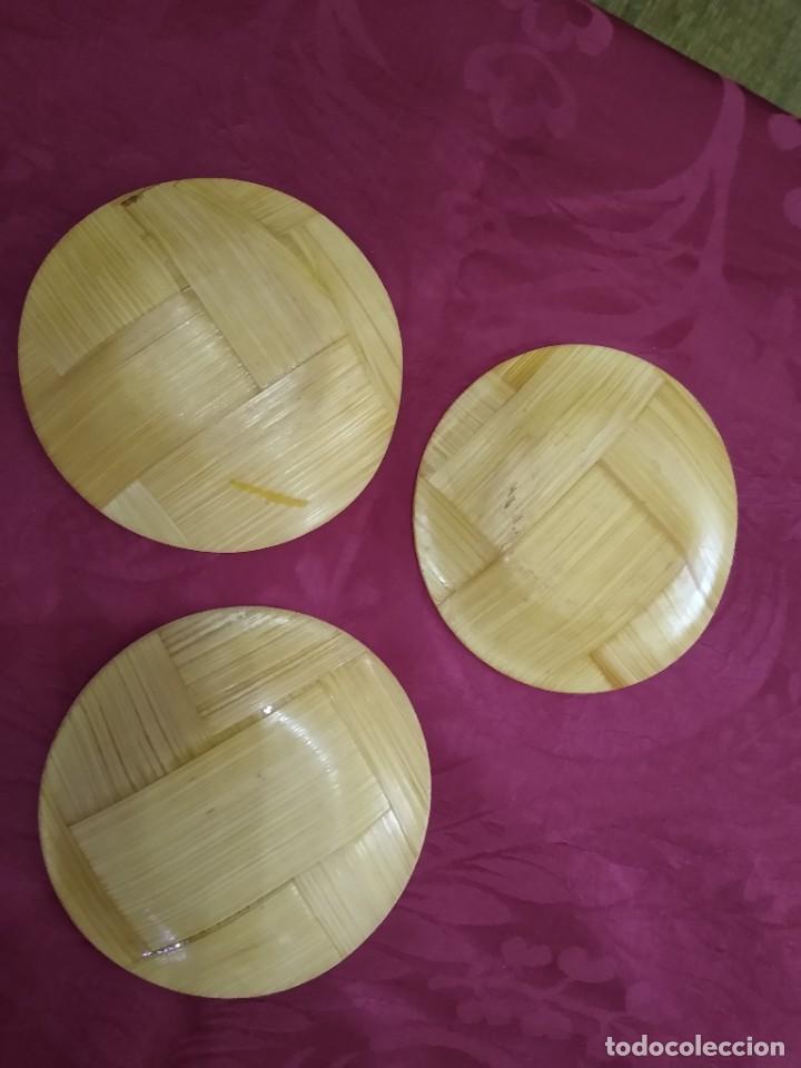 Vintage: 3 platos peque&ntilde;os bamb&ucirc; escenas chinas - Foto 3