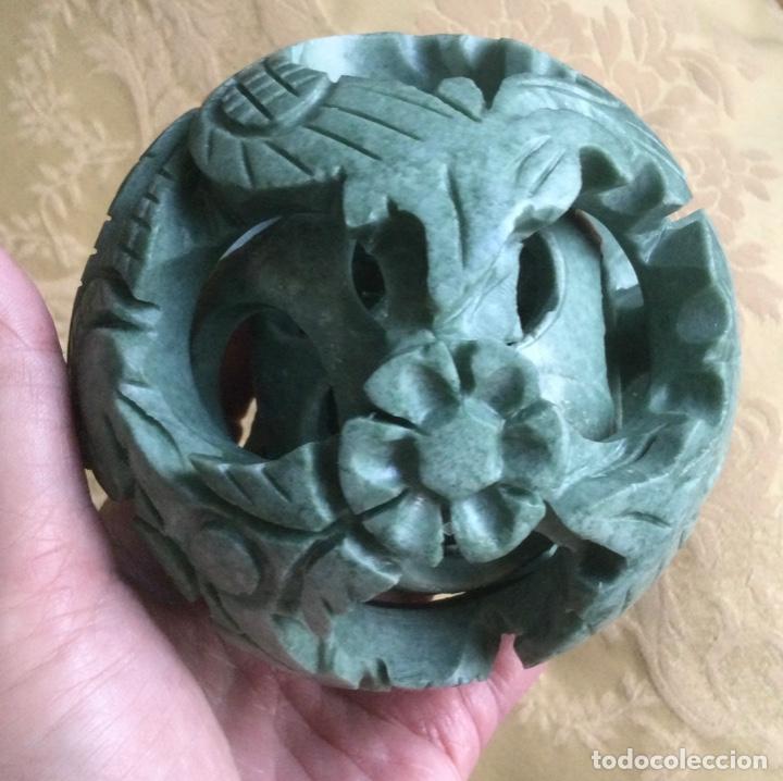Vintage: BOLA CON 4 BOLAS CONC&Eacute;NTRICAS, DE JADE, TALLADAS A MANO - Foto 4