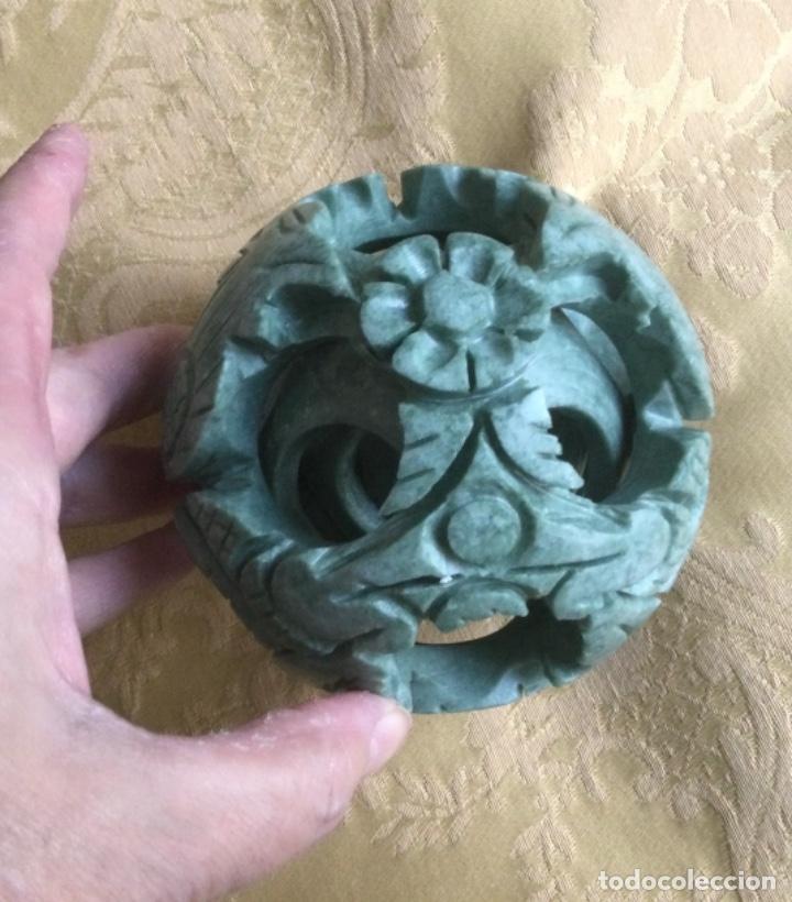 Vintage: BOLA CON 4 BOLAS CONC&Eacute;NTRICAS, DE JADE, TALLADAS A MANO - Foto 12