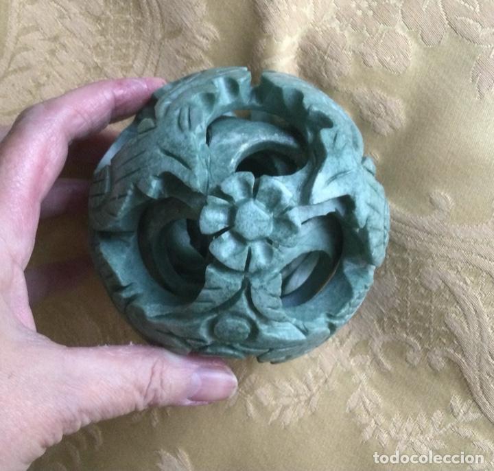 Vintage: BOLA CON 4 BOLAS CONC&Eacute;NTRICAS, DE JADE, TALLADAS A MANO - Foto 15