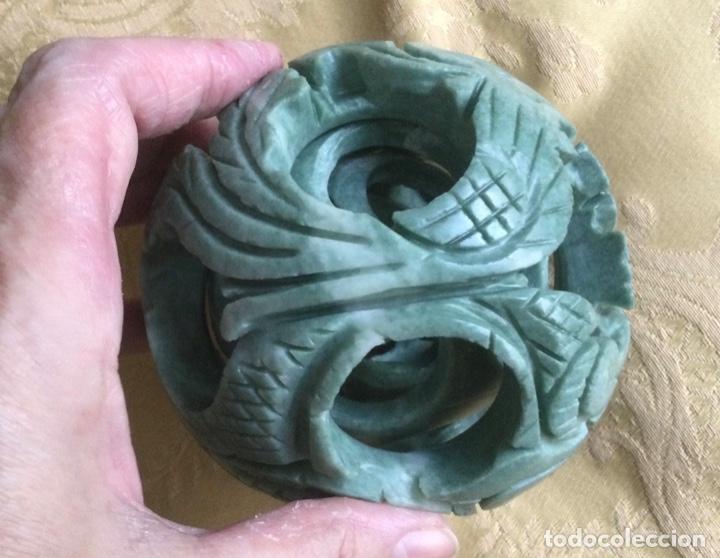 Vintage: BOLA CON 4 BOLAS CONC&Eacute;NTRICAS, DE JADE, TALLADAS A MANO - Foto 3