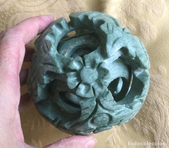 Vintage: BOLA CON 4 BOLAS CONC&Eacute;NTRICAS, DE JADE, TALLADAS A MANO - Foto 2