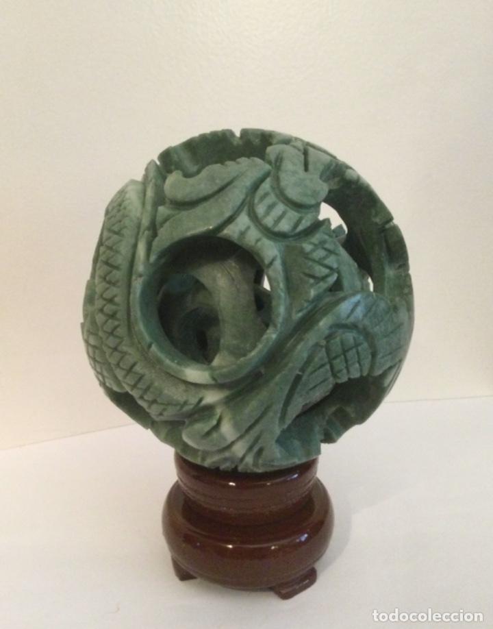 Vintage: BOLA CON 4 BOLAS CONC&Eacute;NTRICAS, DE JADE, TALLADAS A MANO - Foto 24
