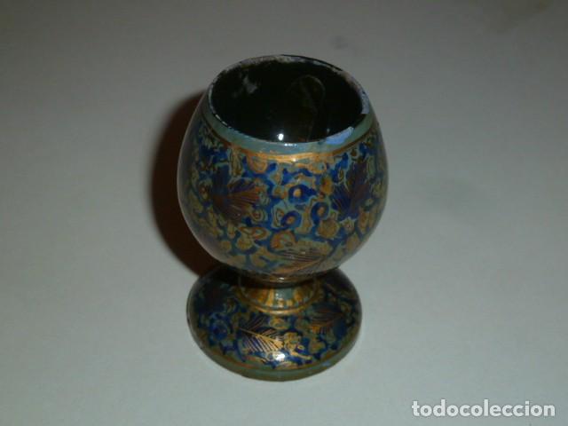Vintage: Copa de madera decorada en azul y dorado. - Foto 1