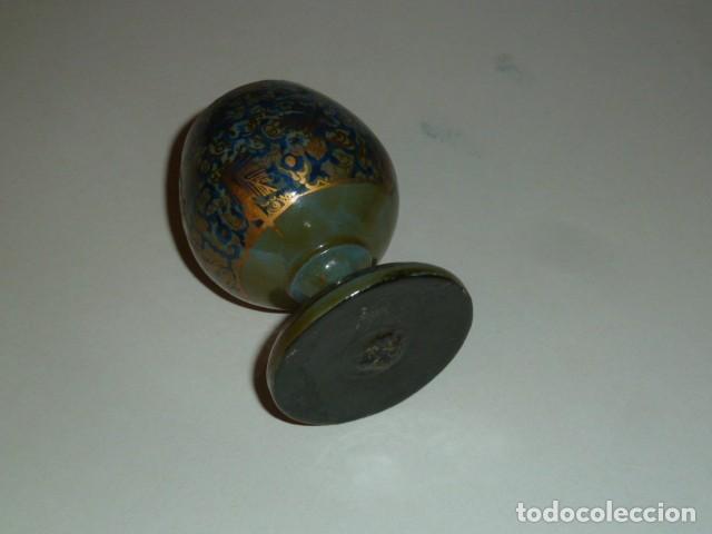 Vintage: Copa de madera decorada en azul y dorado. - Foto 5