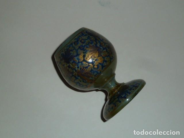 Vintage: Copa de madera decorada en azul y dorado. - Foto 6